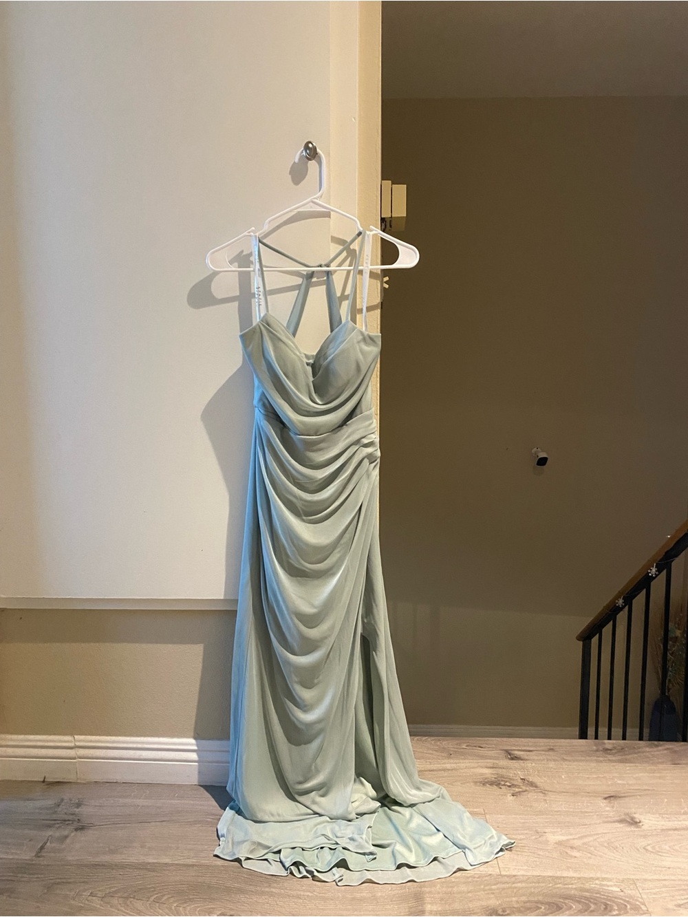 Azazie Sage Green Party dress prom dress with slit